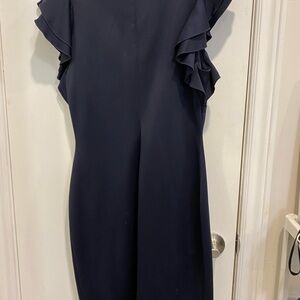 Tommy Hilfiger Navy Midi Dress with Ruffle Sleeves
